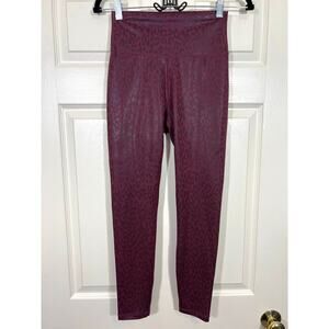 Anthropologie All Fenix Burgundy Red Leopard Print Yoga Legging Pants Medium